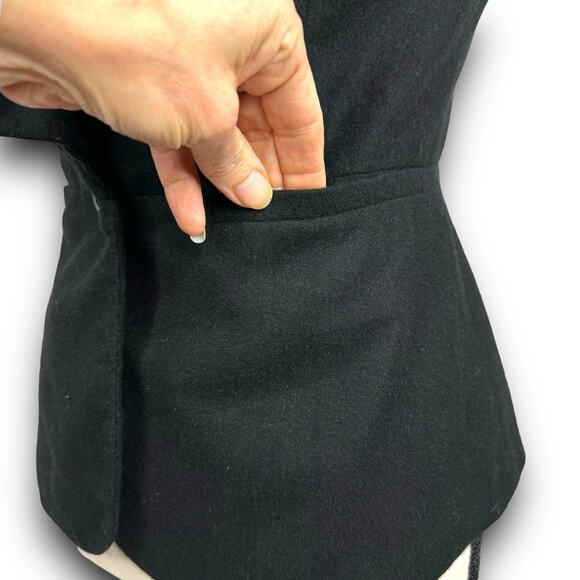 Anthropologie Tabitha Falling In Love Black Wool Blend Vest Ruffle Vneck Size 4 - Picture 6 of 9